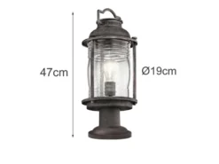 Sockel Laterne ASHLAND BAY im Industriedesign, Anthrazit Höhe 47cm