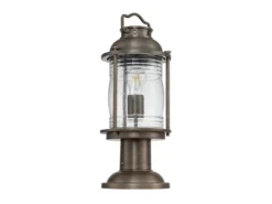 Sockel Laterne ASHLAND BAY im Industriedesign, Bronze Höhe 47cm
