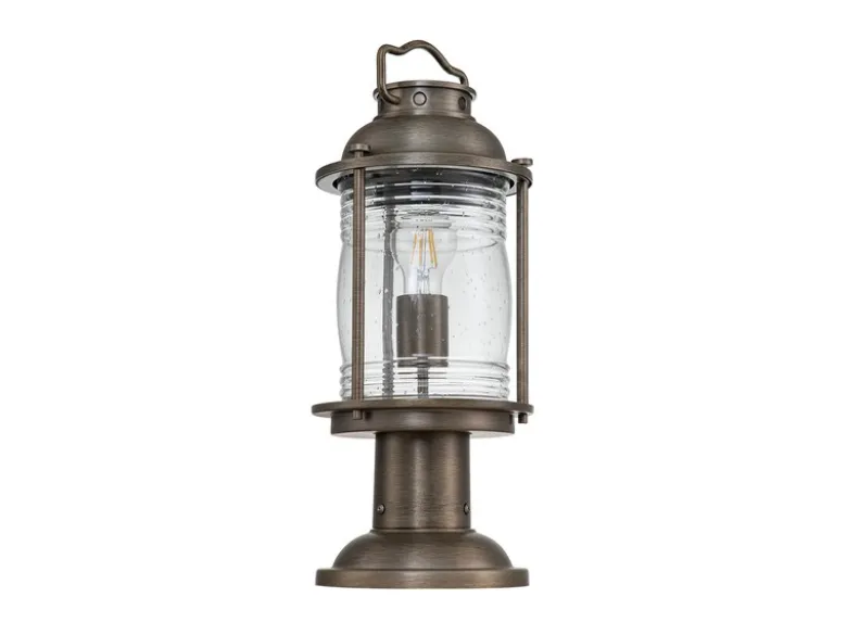 Sockel Laterne ASHLAND BAY im Industriedesign, Bronze Höhe 47cm