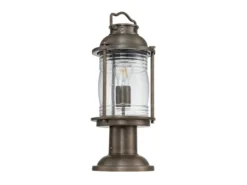 Sockel Laterne ASHLAND BAY im Industriedesign, Bronze Höhe 47cm