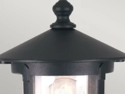 Sockel Laterne HEREFORD aus Alu im Landhausstil, Schwarz Höhe 34cm