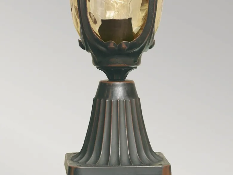 Sockel Laterne PHILADELPHIA Jugendstil mit Amberglas, Höhe 54cm