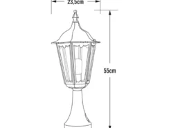 Sockelleuchte aus Aluminium Grün, antike E27 Gartenlaterne, Höhe 55cm