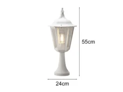 Sockelleuchte aus Aluminium Weiß, antike E27 Gartenlaterne, Höhe 55cm