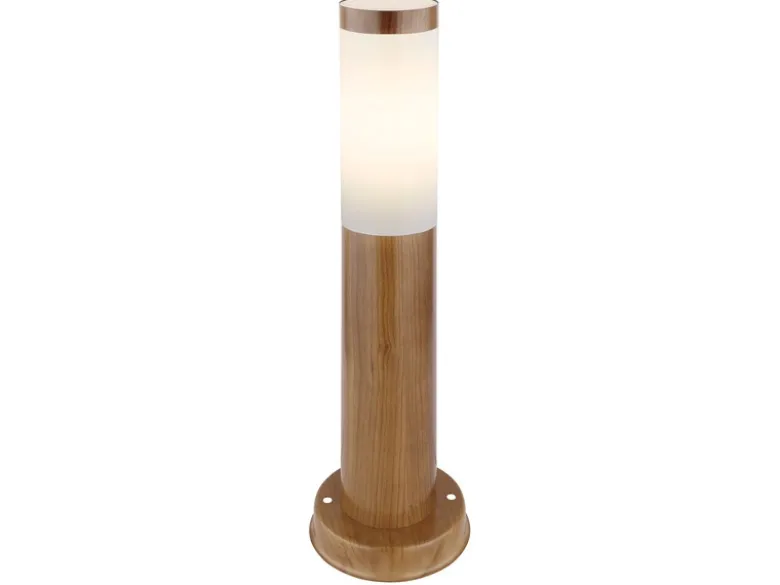 Sockelleuchte BOSTON aus Edelstahl in Holzoptik, Höhe 45cm
