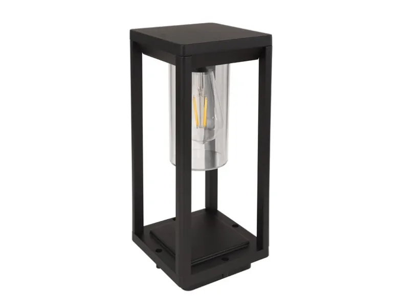 Sockelleuchte CANDELA Laterne aus Druckguss Aluminium in Schwarz, H: 35cm