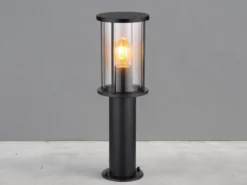 Sockelleuchte GRACEY Gartenlaterne aus Edelstahl mit Rauchglas, Höhe 45cm