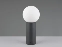 Sockelleuchte MURES aus Aluminium in Anthrazit mit Glaskugel, Höhe 40cm