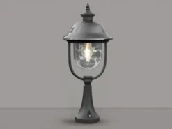 Sockelleuchte PARMA Außen Laterne im Landhausstil Schwarz-Silber, Höhe 54cm