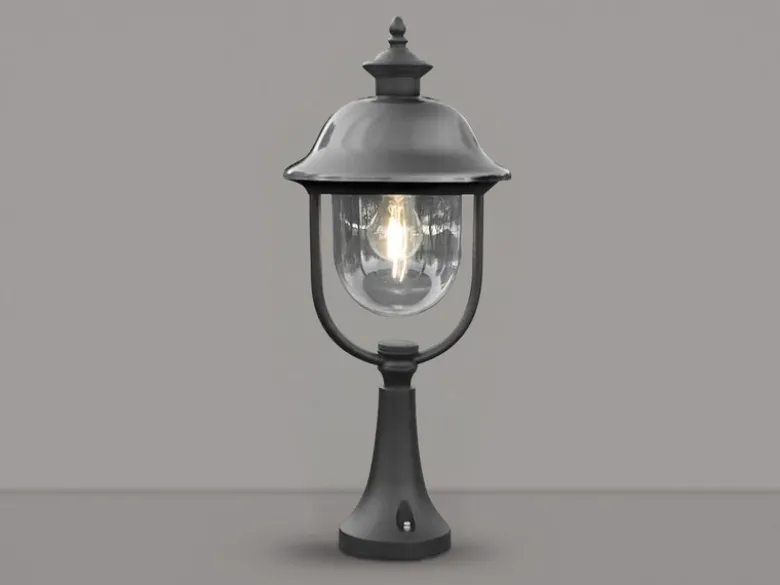 Sockelleuchte PARMA Außen Laterne im Landhausstil Schwarz-Silber, Höhe 54cm