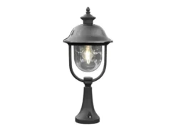 Sockelleuchte PARMA Außen Laterne im Landhausstil Schwarz-Silber, Höhe 54cm