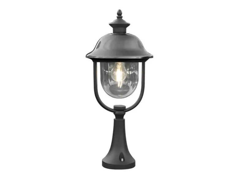 Sockelleuchte PARMA Außen Laterne im Landhausstil Schwarz-Silber, Höhe 54cm