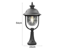 Sockelleuchte PARMA Außen Laterne im Landhausstil Schwarz-Silber, Höhe 54cm