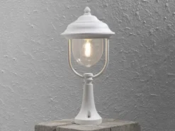 Sockelleuchte PARMA Außen Laterne im Landhausstil Weiß, Höhe 54cm