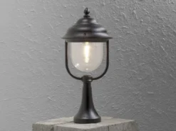 Sockelleuchte PARMA Außen Laterne im Landhausstil Schwarz, Höhe 54cm