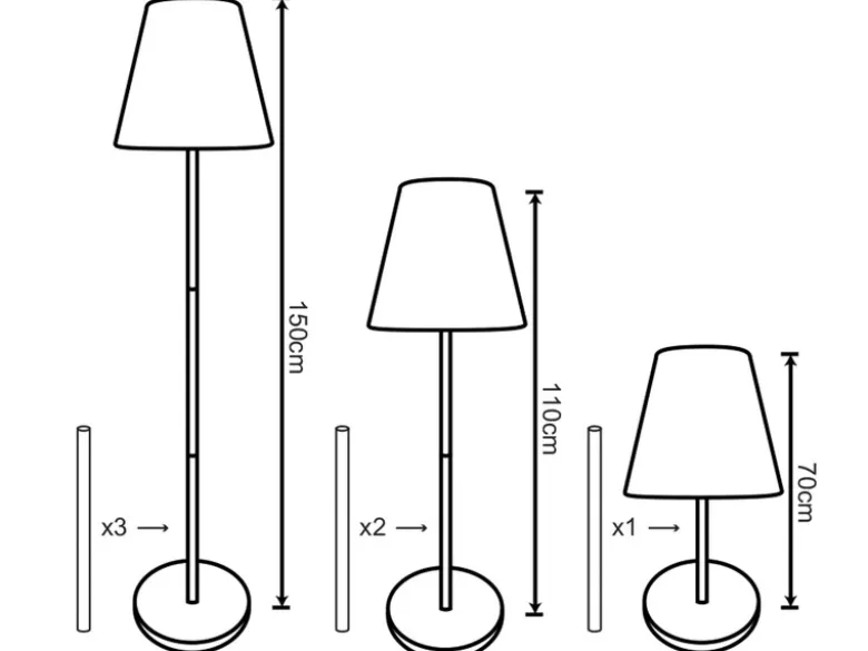 Solar & Akku Stehlampe mit Fernbedienung, auch per USB ladbar, Höhe 150cm