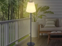 Solar & Akku Stehlampe mit Fernbedienung, auch per USB ladbar, Höhe 150cm