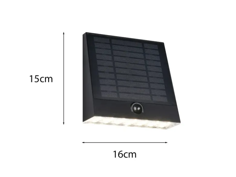 Solar Außenwandleuchte ALVORADA auch per USB aufladbar mit Bewegungsmelder