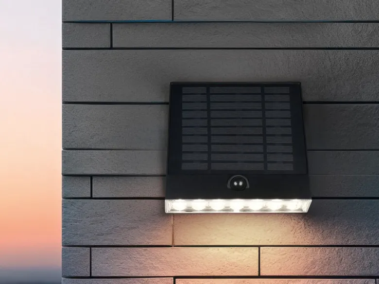 Solar Außenwandleuchte ALVORADA auch per USB aufladbar mit Bewegungsmelder