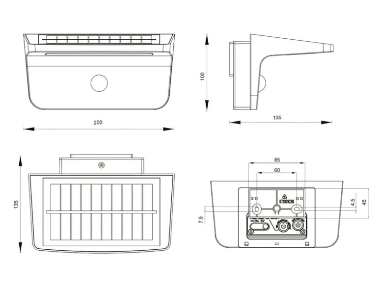 Solar Außenwandleuchte ATICO auch per USB aufladbar mit Bewegungsmelder, B: 20cm