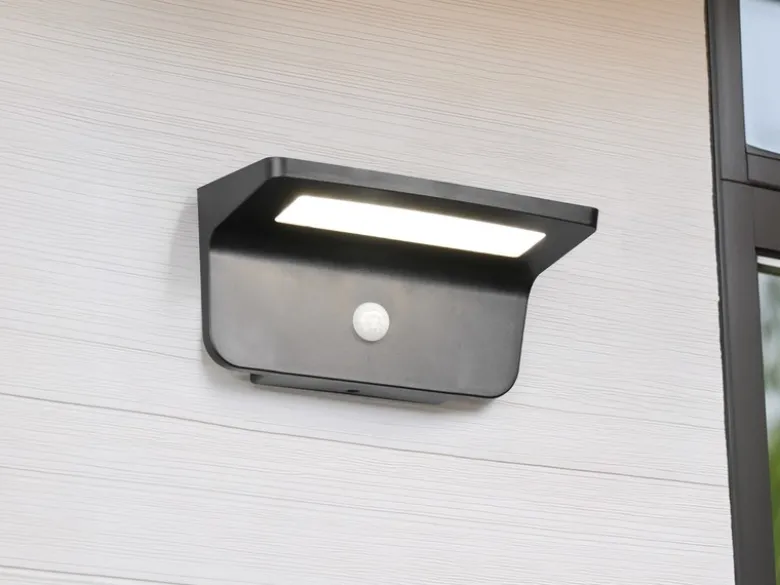 Solar Außenwandleuchte ATICO auch per USB aufladbar mit Bewegungsmelder, B: 20cm