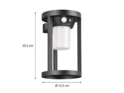 Solar Außenwandleuchte CARMO mit Bewegungsmelder & Dauerlicht, H. 20cm