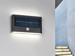 Solar Außenwandleuchte RAMOS auch per USB aufladbar mit Bewegungsmelder, B: 18cm