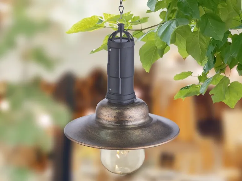 Solarbetriebene LED Hängeleuchte im Industrie Look & Shabby Chic Anstrich