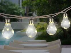 Solarbetriebene LED Outdoor Lichterkette mit 10 Glühbirnen, Länge 5,7 Meter
