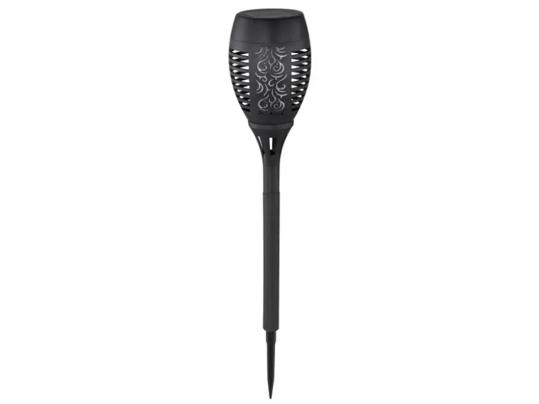 Solarfackeln 4er Set mit Flammeneffekt, Schwarz, Höhe 50cm