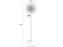 Solar Gartenstecker Windrad mit Erdspieß in Blau & Kupfer patiniert, Höhe 92cm