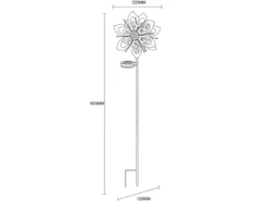 Solar Gartenstecker Windrad mit Erdspieß in Kupfer patiniert & Blau, Höhe 92cm