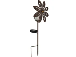 Solar Gartenstecker Windspiel aus Metall mit Erdspieß in Rostoptik, Höhe 50cm