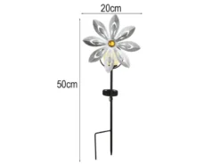 Solar Gartenstecker Windspiel aus Metall mit Erdspieß in Silber-Grau, Höhe 50cm