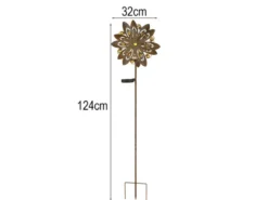 Solar Gartenstecker Windspiel mit Erdspieß aus Metall in Rostoptik, Höhe 124cm