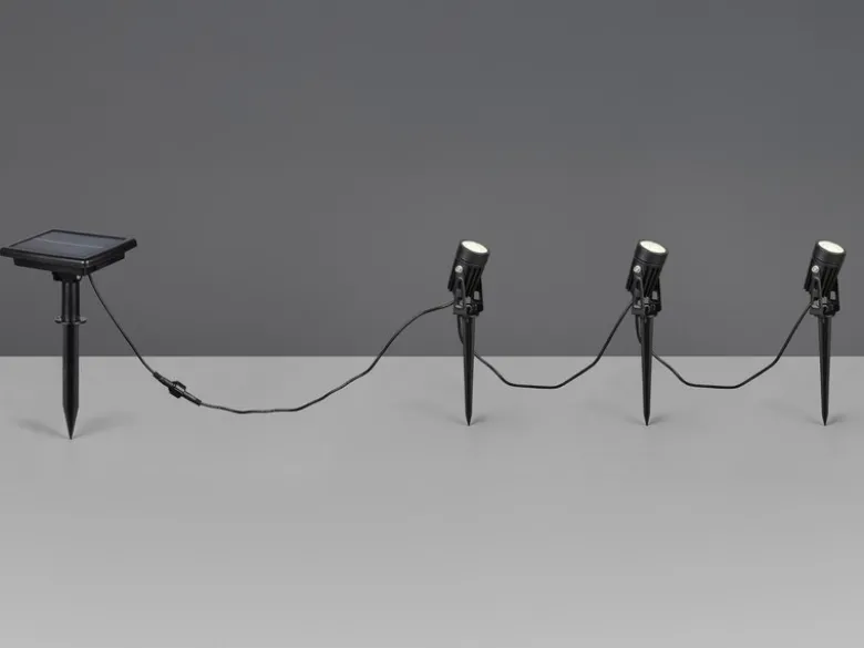 Solar Gartenstrahler OBIDOS auch per USB aufladbar mit 3 Spots, L: 6,2 Meter