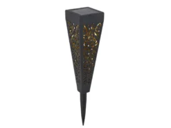 Solarlampen 3er Set mit Erdspieß, Dekostanzungen Schwarz Gold, H.33cm