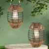 Solarlaternen 2er SET Gitterlampen mit Seil hängend oder stehend, Höhe 40,5cm