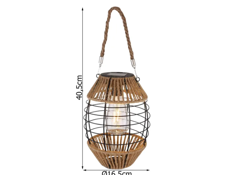 Solarlaternen 2er SET Gitterlampen mit Seil hängend oder stehend, Höhe 40,5cm