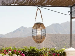Solarlaternen 2er SET Gitterlampen mit Seil hängend oder stehend, Höhe 40,5cm