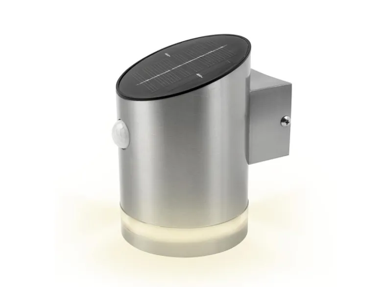 Solar LED Außenleuchten 2er SET, IP44 Bewegungsmelder, Edelstahl, Downlight