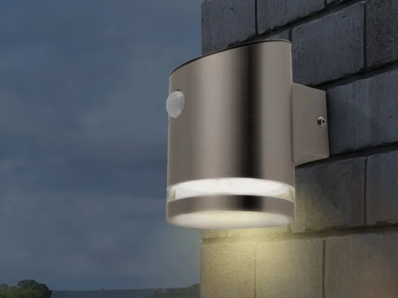 Solar LED Außenleuchten 2er SET, IP44 Bewegungsmelder, Edelstahl, Downlight