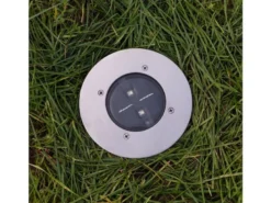 Solar LED Bodeneinbaustrahler CARLO für Außen, Edelstahl rund Ø14cm IP67