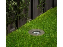 Solar LED Bodeneinbaustrahler CARLO für Außen, Edelstahl rund Ø14cm IP67