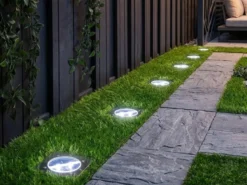 Solar LED Bodeneinbaustrahler 6er SET für Außen, Edelstahl 4-eckig 10x10cm, IP67