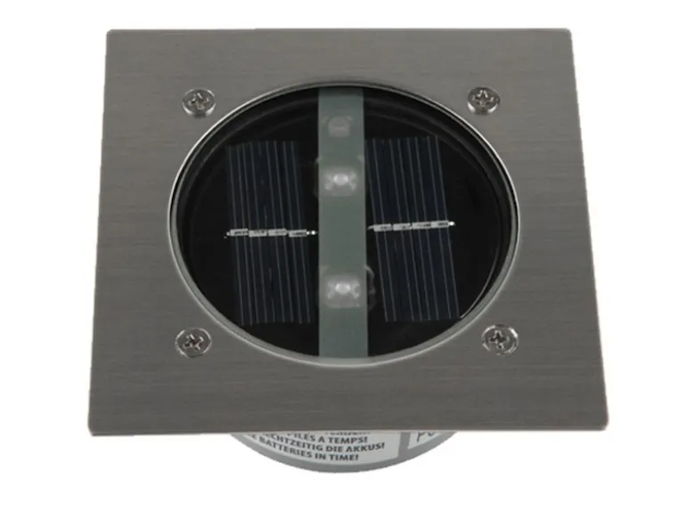 Solar LED Bodeneinbaustrahler CARLO für Außen, Edelstahl eckig 10x10cm, IP67