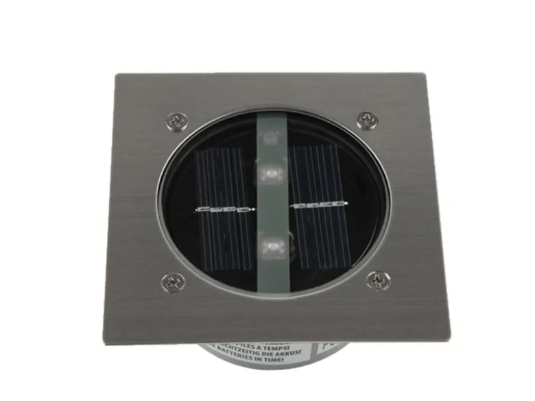 Solar LED Bodeneinbaustrahler 8er SET für Außen, Edelstahl 4-eckig 10x10cm, IP67