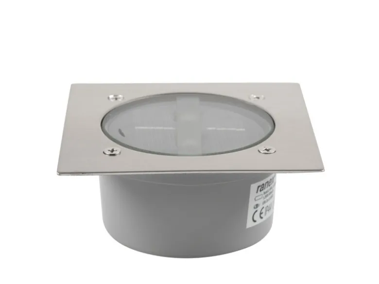Solar LED Bodeneinbaustrahler 8er SET für Außen, Edelstahl 4-eckig 10x10cm, IP67