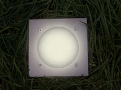 Solar LED Bodeneinbaustrahler 8er SET für Außen, Edelstahl 4-eckig 10x10cm, IP67