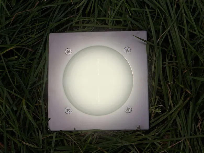 Solar LED Bodeneinbaustrahler 8er SET für Außen, Edelstahl 4-eckig 10x10cm, IP67